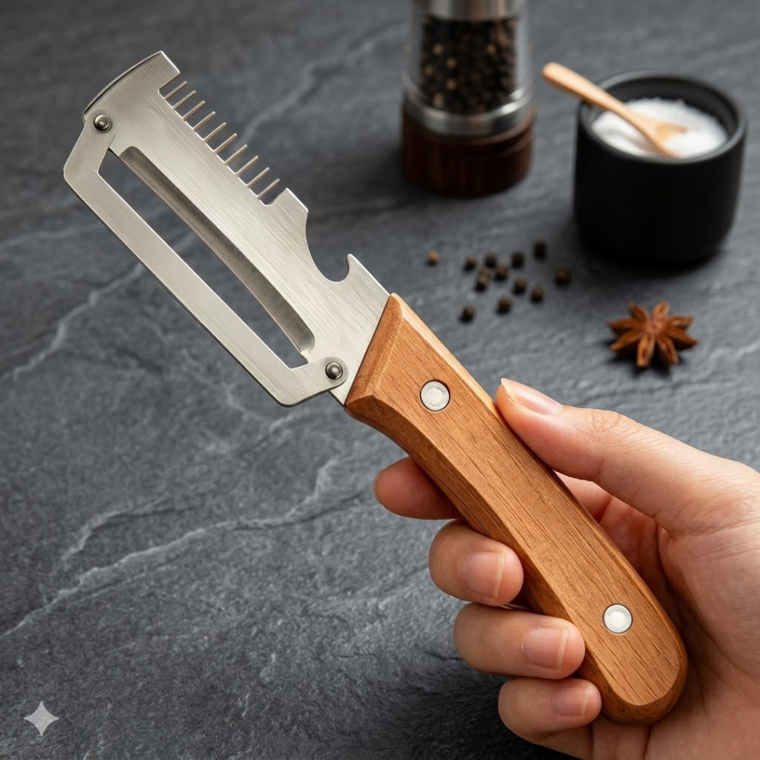 2-in-1 Stainless Steel Vegetable Peeler with Wooden Handle & Bottle Opener 💖💖
