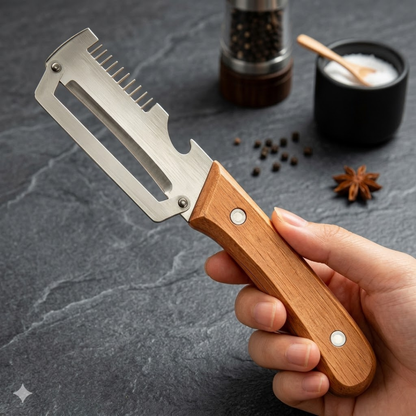 2-in-1 Stainless Steel Vegetable Peeler with Wooden Handle & Bottle Opener 💖💖