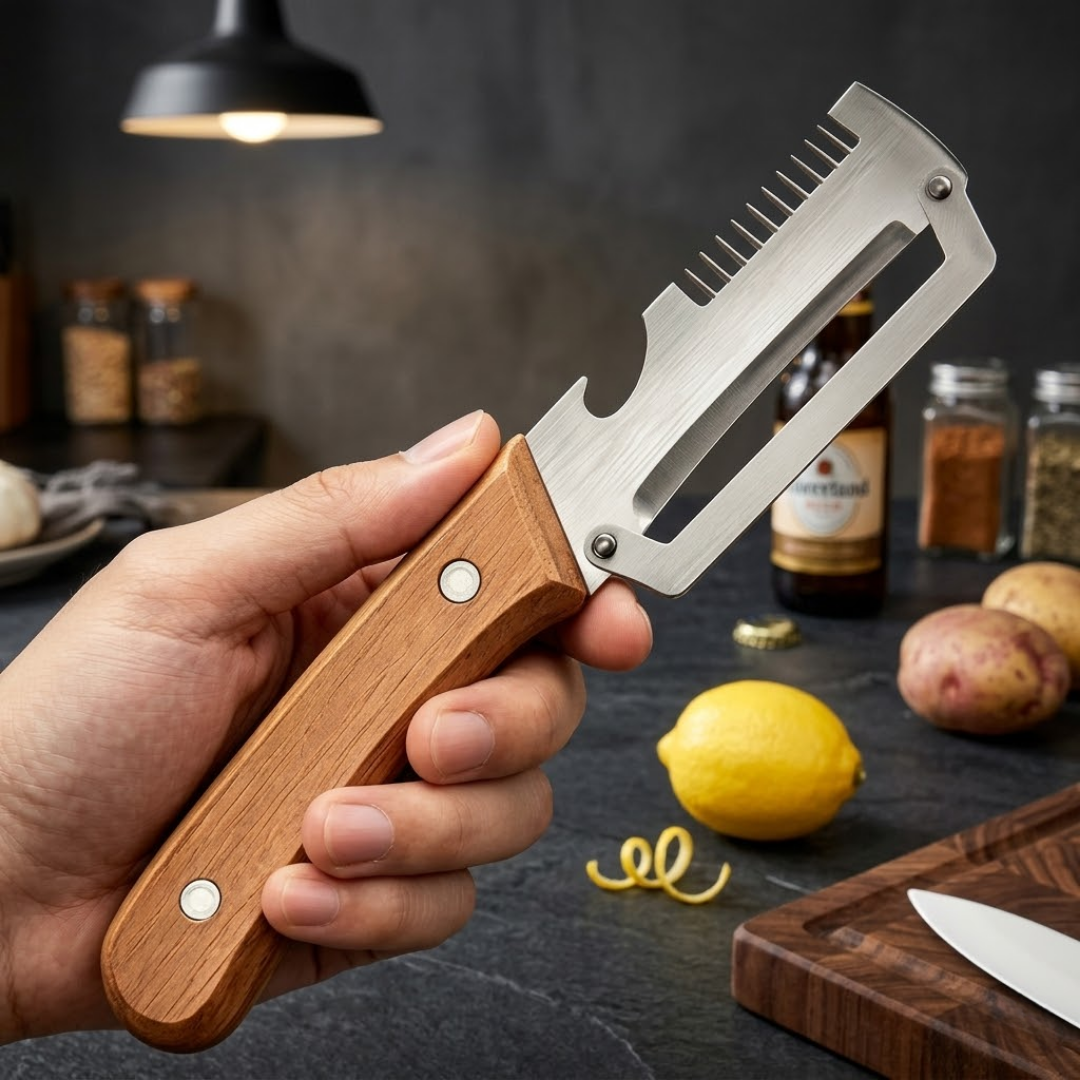 2-in-1 Stainless Steel Vegetable Peeler with Wooden Handle & Bottle Opener 💖💖