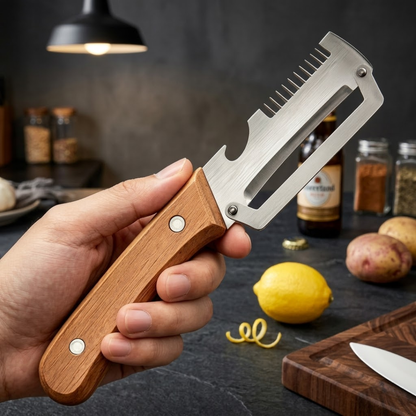 2-in-1 Stainless Steel Vegetable Peeler with Wooden Handle & Bottle Opener 💖💖