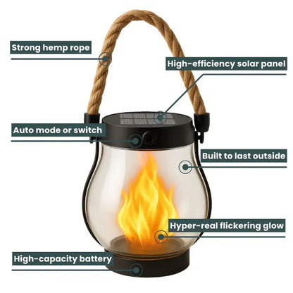| 🔥Last Chance Before They're Gone! | 💡Solar Flame Lanterns – No Wiring, Auto-On at Dusk!🔥